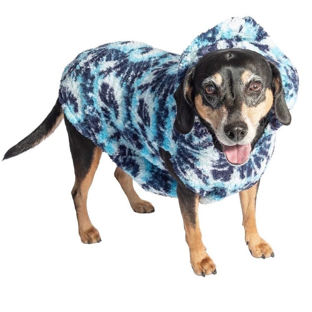 Justice Dog Polyester Spiral Tie Dye Sherpa Hoodie, Blue/Multi, Medium